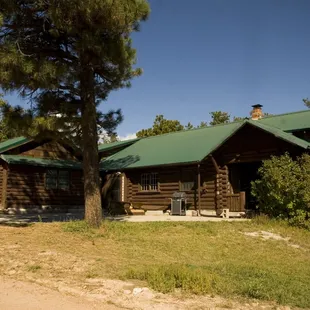 The Homestead House is the 1929 chinked Cabin and the Bunk House
