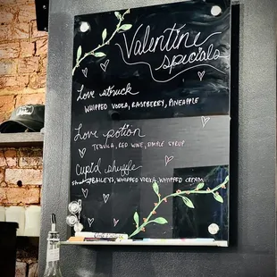 a menu on a chalkboard