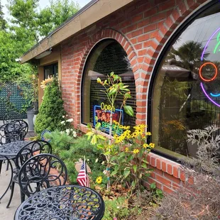 tables and chairs outside