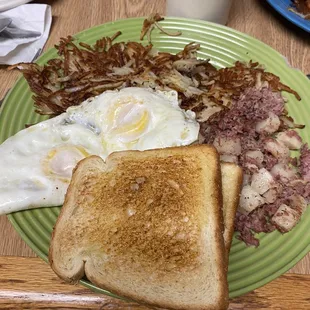 Corn beef hash breakfast.