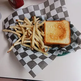Brisket sandwich and fries