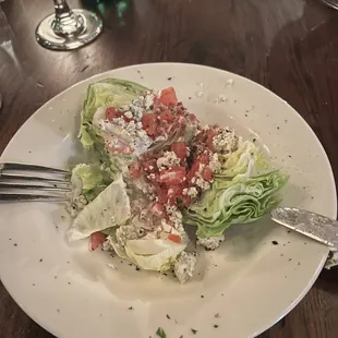 Wedge salad with incredible blue cheese.