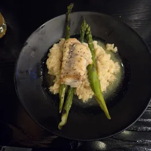 Monkfish with lemon risotto