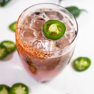 a glass of jalapeno margarita