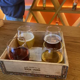 A Flight -- living reflection, sour cherry, pomegranate reflection, funny way