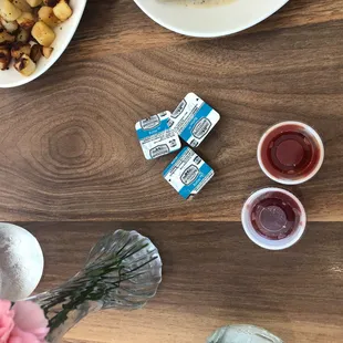 Individually packaged condiments which was SO appreciated.