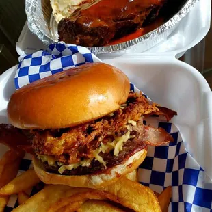 To go order - Western Bacon Cheeseburger and BBQ pork ribs