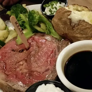 Prime rib on weekends.  Tasted good but not tender.