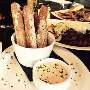 Eggplant fries with Sriracha ranch dipping sauce