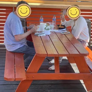 We have outdoor seating areas with rooftop