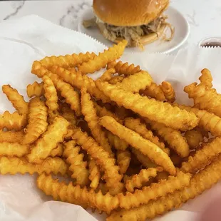 Great fries and a decent pulled pork sandwich