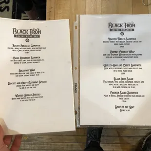 breakfast / lunch menu