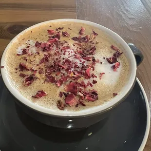 Raspberry Rose Latte with Macadamia milk. Yum!!!!