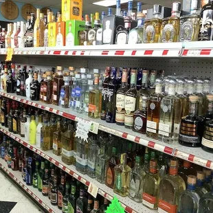 a liquor aisle in a store
