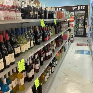 bottles of wine in a store