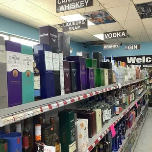 a liquor aisle in a liquor store