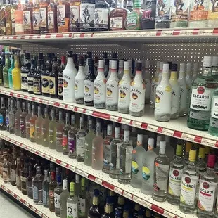 liquor bottles on shelves