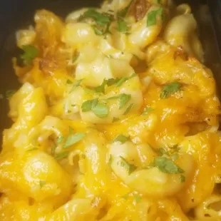 Mac and cheese infused with crab