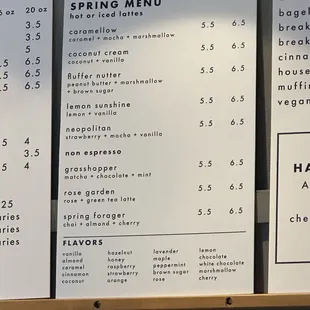 Spring menu