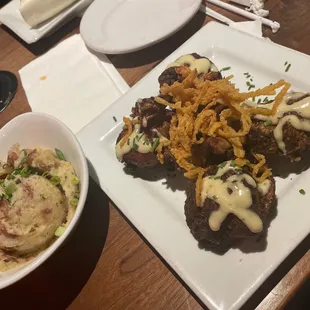 Loaded Garlic Mashed Potatoes / Chicken Lollipops