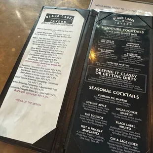 Drink menu