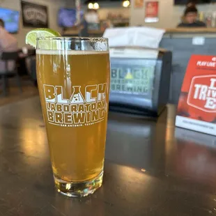 This was delicious! It's an Arnold Palmer Hard Seltzer. I got a growler to go.