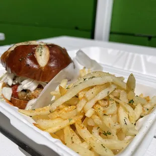 Seasoned fries. I wasn't a fan. Tasted like reheated from frozen fries.