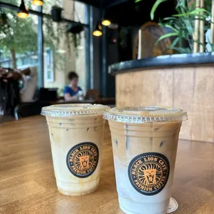 Iced caramel macchiato, iced oat milk latte