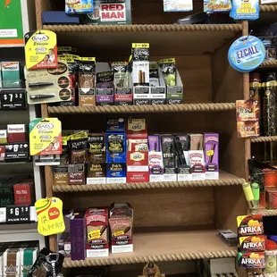 a variety of products on display