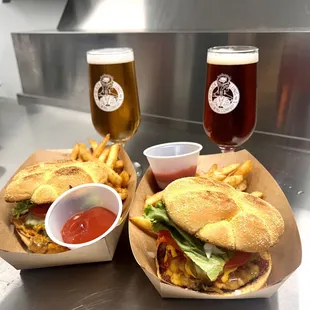 Amazing smash burgers, fries and beers!