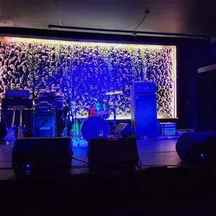 a stage with blue lighting