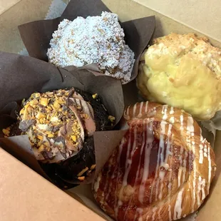 Blueberry Streusel Muffin, Blueberry-Lime Scone, Butterfinger Cupcake Muffin, Strawberry-Orange Danish