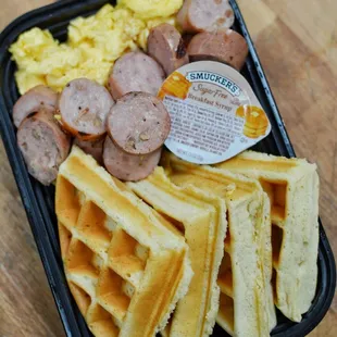 sausage and waffles