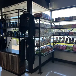 a display of food items