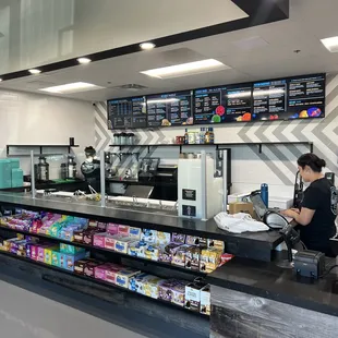 a woman at the counter