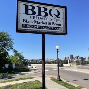 a sign for a bbq