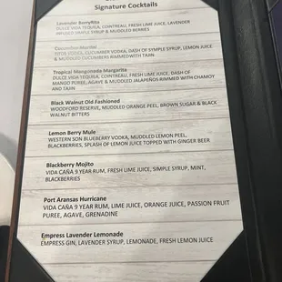 Drink Menu