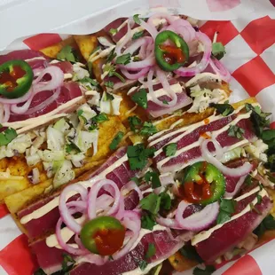 Made a stop for these tuna thingies. So good.