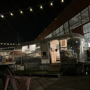 an airstream at night