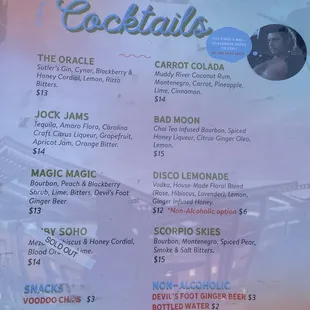 All the drinks  $12-$15