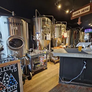 the inside of a brewery