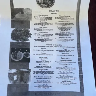 the menu for the restaurant