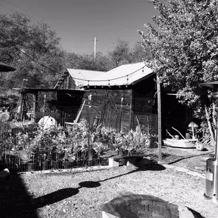 a fire pit in the foreground