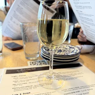 a glass of white wine