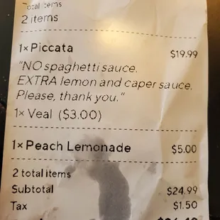 Order slip, DoorDash