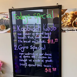 Today&apos;s special menu