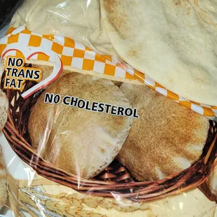 a basket of pita bread