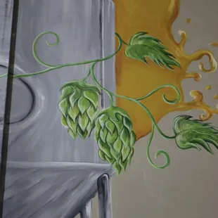 Close-up of mural at back, near restrooms