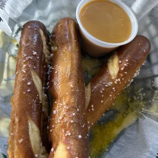 $18 was a bit expensive for beer cheese dip and soft pretzels   But they were hot and fresh