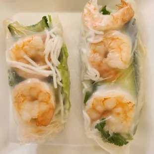 Shrimp spring rolls.